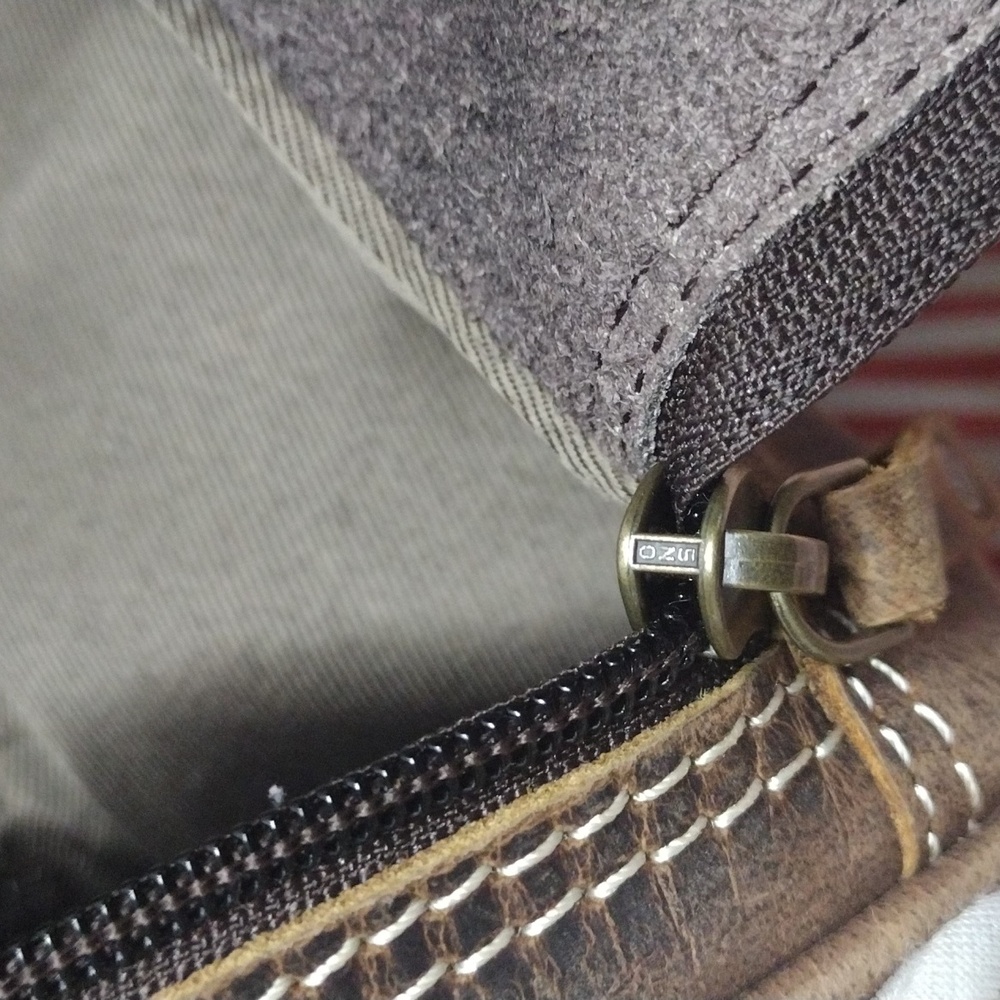 SNO Brown Multiple Zipper Pockets Leather Bag with Handle - Picture 16 of 16